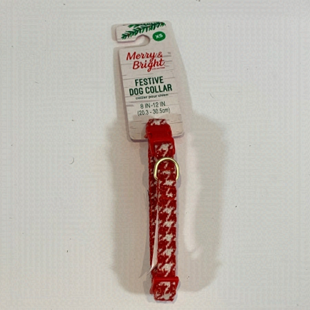 Merry and Bright Red Houndstooth Collar XS adjustable 8’-12’
